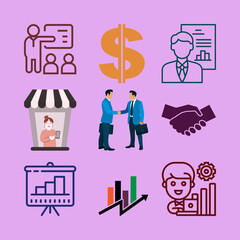 Set of business people icons with black silhouette vector pictogram symbols of office workers and management team