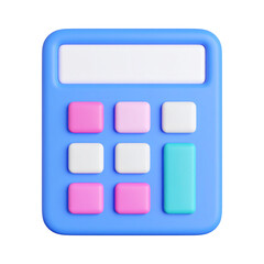 Cute colorful calculator with a pastel aesthetic on transparent background