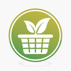 Sustainable Living Icon: Representing Eco-Friendly Shopping and Organic Produce