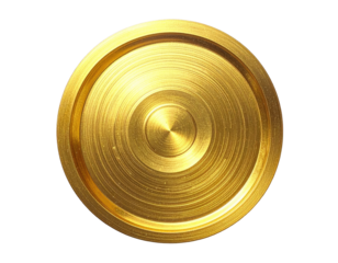 Gold circular metallic disc