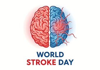 World stroke day awareness design featuring artistic brain illustration for health campaigns