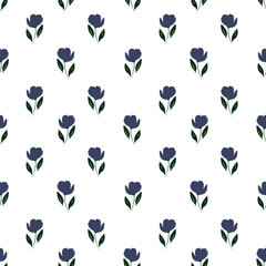 seamless pattern with blue flowers 