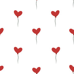 seamless pattern with red balloons hearts