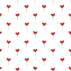 seamless pattern with red balloons hearts 