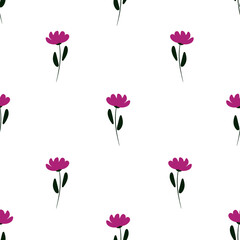 seamless pattern with pink flowers 