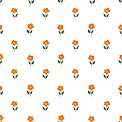 seamless floral pattern with simple orange flowers 