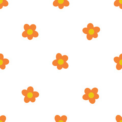 abstract orange flowers pattern, simple floral pattern