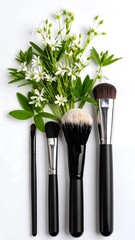Makeup brushes with flowers