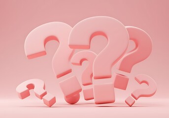Pink Question Marks Floating in an Abstract Pink Space Representing Uncertainty and Inquiries a Conceptual Background