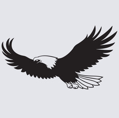 a flying eagle silhouette vector art illustration, eagle in flight