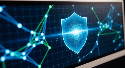 Digital Shield Protection Illustrating Cybersecurity and Network Connectivity