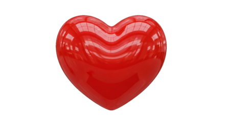 Shiny Red Heart Transparent Overlay On White Background - Symbol of Love and Health