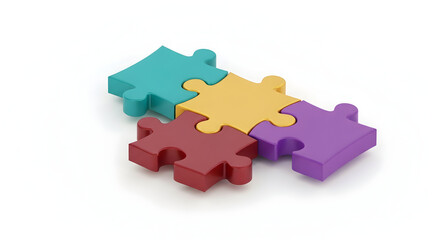 Three Colorful Puzzle Pieces Interlocking Teamwork Collaboration Solution Success Strategy Business Puzzle Pieces Connection Cooperation Unity
