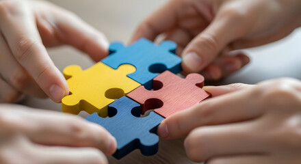 Teamwork Collaboration Puzzle Pieces Unity Partnership Success Connection Togetherness Cooperation Solution Problem Solving Strategy