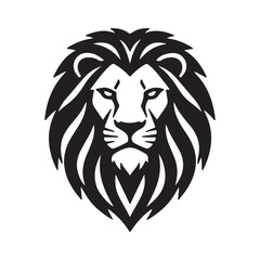 Majestic Lion Head Bold Black and White Silhouette