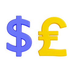 Obraz premium Dollar and Pound Currency Symbols, High Quality Illustration on transparent background