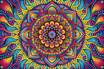 Bright and colorful mandala design showcasing intricate patterns and vibrant hues in a creative artwork