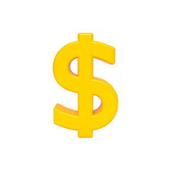 Fototapeta premium Glossy golden dollar symbol illustration with a simple design on transparent background