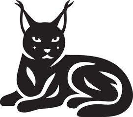 Lynx silhouette lying down with tribal markings, Black tribal lynx vector illustration