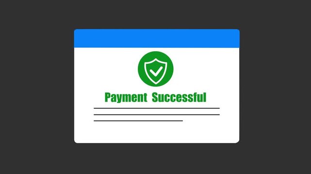 Digital payment successful notification with tick mark sign and continue button on a dark futuristic background. Internet banking technology and money transfer successful

