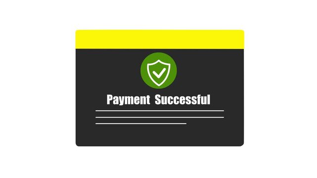 Digital payment successful notification with tick mark sign and continue button on a dark futuristic background. Internet banking technology and money transfer successful

