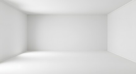 Clean White Empty Room Interior with Soft Lighting - Background for Design