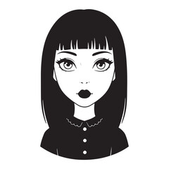 Black and White Portrait of a Girl With Bangs character