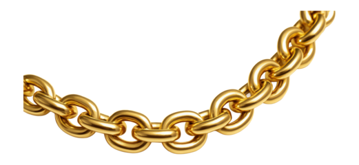 Gold chain on a plain background.