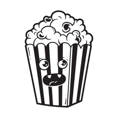 Cute Cartoon Popcorn Character with Googly Eyes and Fangs