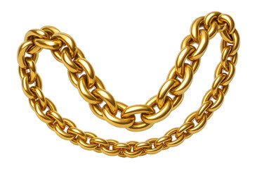 Obraz premium Curved gold chain on a white background.