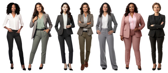PNG Diverse professional women standing confidently, element set on transparent background