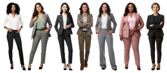 PNG Diverse professional women standing confidently, element set on transparent background