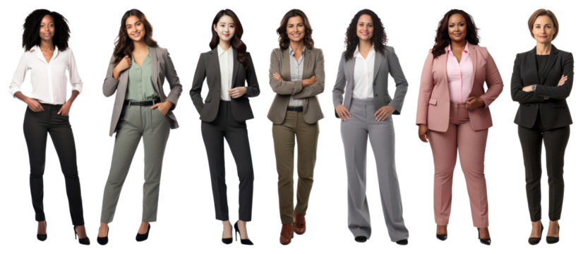 PNG Diverse professional women standing confidently, element set on transparent background - Powered by Adobe
