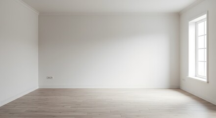 Empty Room Interior with Natural Light and Wood Floor - Modern and Minimalist Space
