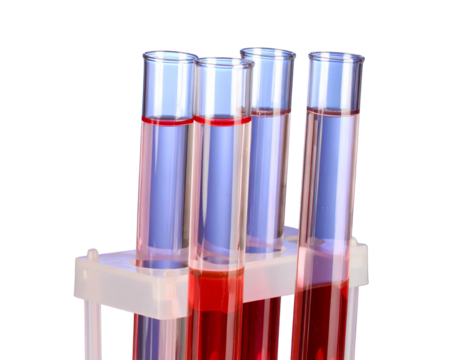 Clear glass test tube with liquid at the bottom