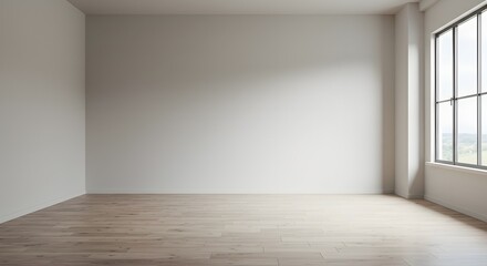 Empty Room with Large Window and Natural Light, Modern Interior Design