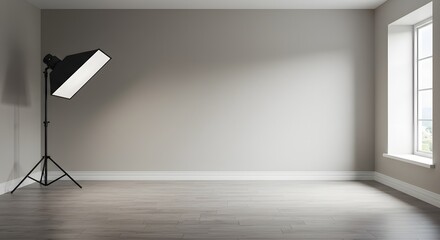 Empty Room with Softbox Light and Window