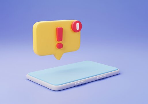 Smartphone with Alert Notification Bubble Emphasizing Unread Messages and Urgent Attention Needed for Digital Communication and Mobile Device Management