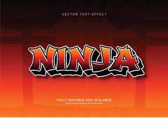 Ninja Sunset Editable Vector Text Effect &ndash; Japanese Warrior Typography