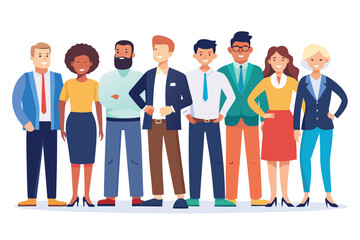 Obraz premium Diverse group of professionals standing together in a bright and modern workspace during a team meeting