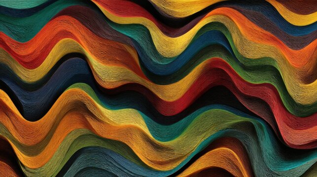 colorful wavy layered abstract art