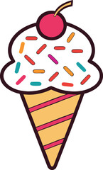 Colorful Ice Cream Cone Illustration. Delicious Ice Cream Cone Artwork. Cute Ice Cream Cone Clipart Design. Sweet Ice Cream Cone Creative Illustration. Realistic Ice Cream Cone Drawing Artwork