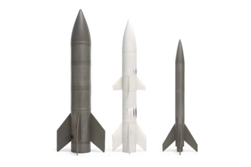 Three Different Types of Missiles Side by Side – Transparent PNG