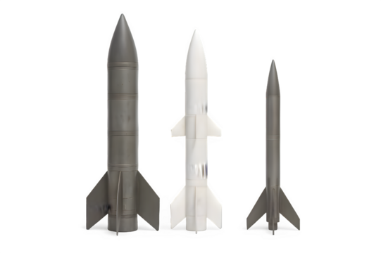 Three Different Types of Missiles Side by Side – Transparent PNG