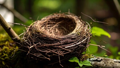 Empty bird's nest in a forest