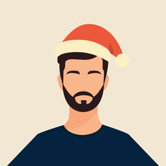 Man in santa hat. For design of web banners and online advertising.