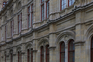 antique windows in luxurious houses of the old town