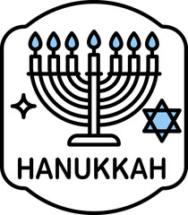 Hanukkah menorah with candles and star icon