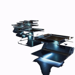 smooth, glossy, precision, engineering, symmetry, industrial, display, sleek, contemporary, geometric, 