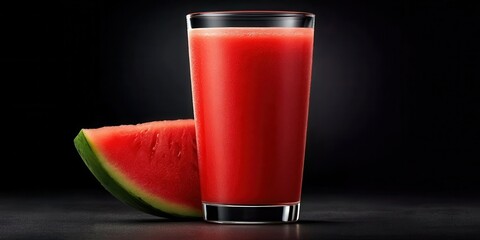 Glass of Watermelon Juice With Fruit Slice